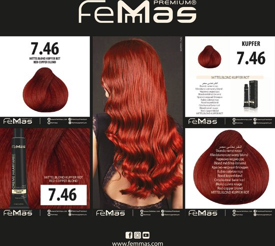 Femmas (7.46) -Haarverf - Middenblond Koperrood - 100ml