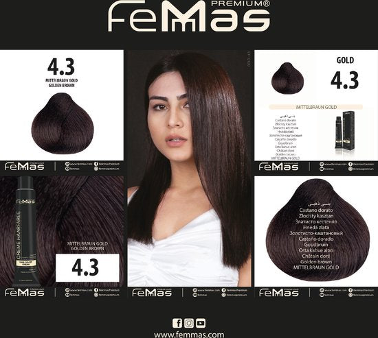 Femmas (4.3) - Haarverf - Medium goudbruin - 100ml