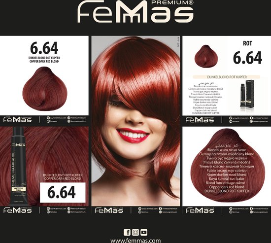 Femmas (6.64) - Haarverf - Koperrood Donkerblond - 100ml