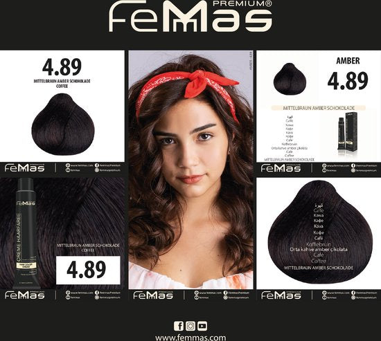 Femmas (4.89) - Haarverf - Chocolade Amber Middenbruin - 100ml