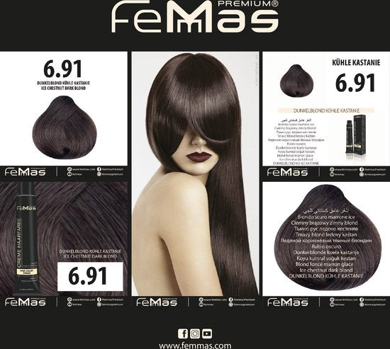 FemMas (6.91) - Haarverf - Donkerblond Koel Kastanje - 100ml