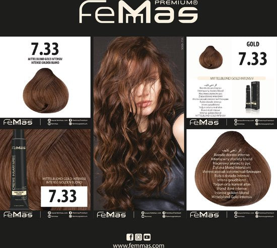 Femmas (7.33) - Haarverf - Medium Blond Goud Intens - 100ml