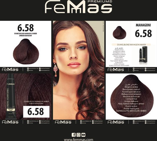 Femmas (6.58) - Haarverf - Donker mahonie amberblond - 100ml