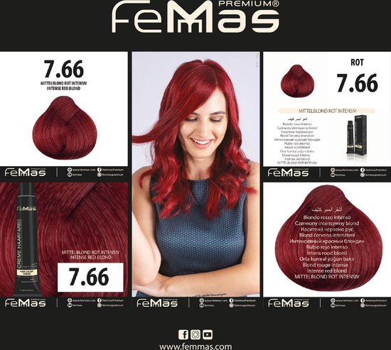 Femmas (7.66) - Haarverf - Medium Blond Rood Intens - 100ml