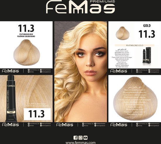 Femmas (11.3) - Haarverf - Licht Platina Blond Goud - 100ml
