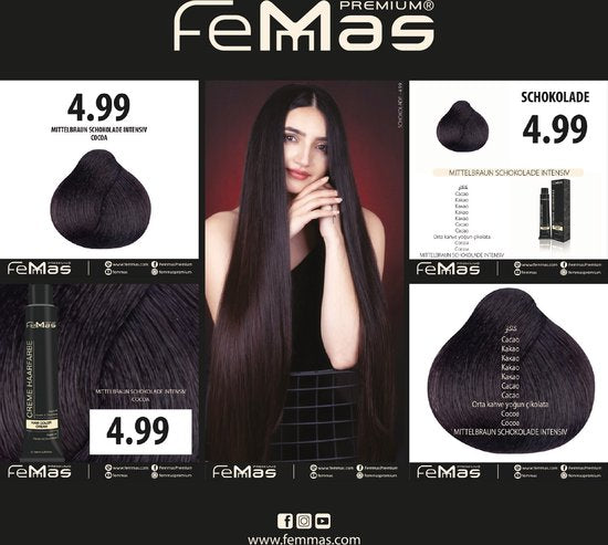 Femmas (4.99) - Haarverf - Intense chocolade middenbruine - 100ml