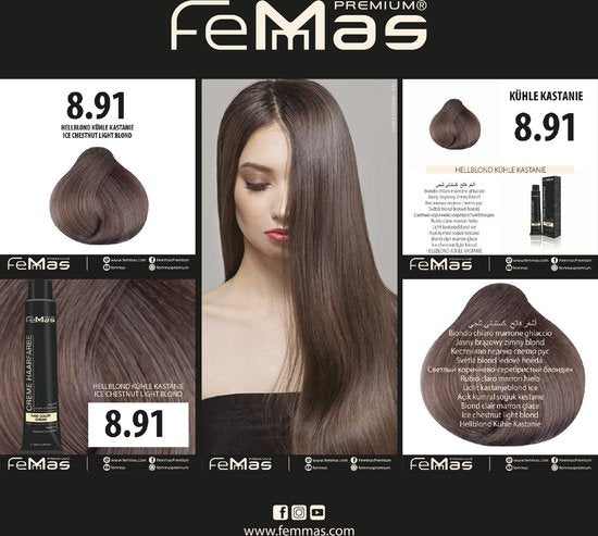 Femmas (8.91) - Haarverf - Lichtblond Koel Kastanje - 100ml