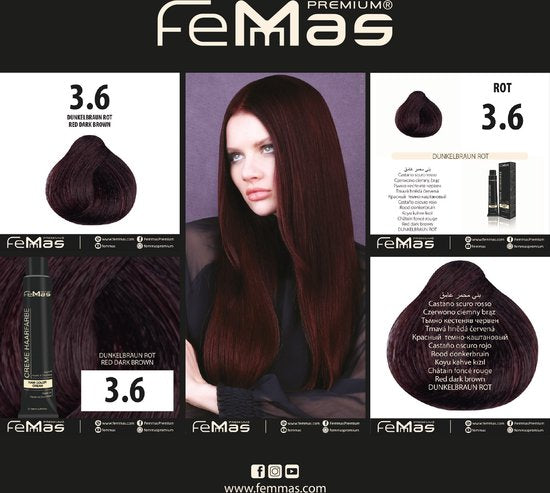 Femmas (3.6) - Haarverf - Donkerbruin Rood - 100ml