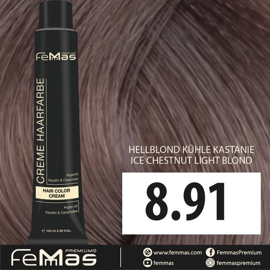Femmas (8.91) - Haarverf - Lichtblond Koel Kastanje - 100ml