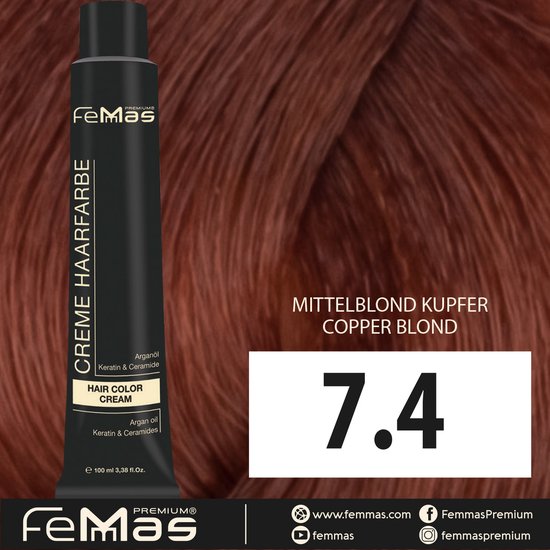 FemMas (7.4) - Haarverf - middenblond koper - 100ml