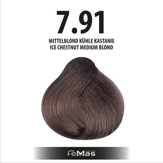 Femmas (7.91) - Haarverf - Middenblond Koel Kastanje - 100ml