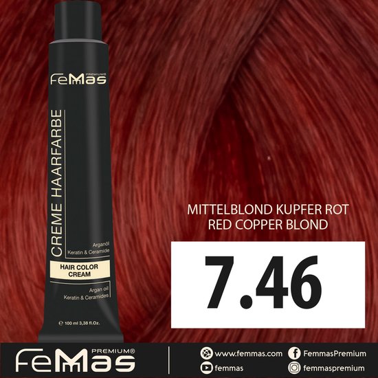 Femmas (7.46) -Haarverf - Middenblond Koperrood - 100ml