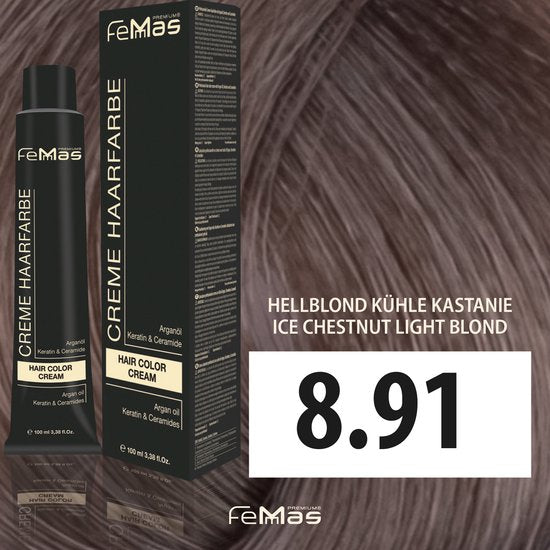 Femmas (8.91) - Haarverf - Lichtblond Koel Kastanje - 100ml