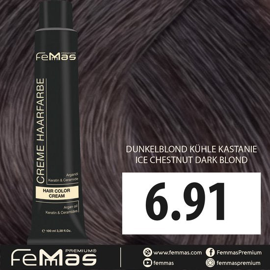 FemMas (6.91) - Haarverf - Donkerblond Koel Kastanje - 100ml