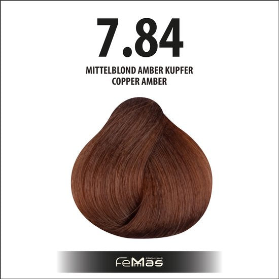 Femmas (7.84) - Haarverf - Middenblond Amber Koper - 100ml