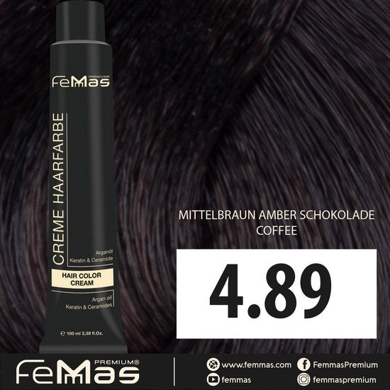 Femmas (4.89) - Haarverf - Chocolade Amber Middenbruin - 100ml