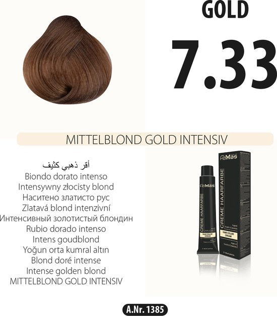Femmas (7.33) - Haarverf - Medium Blond Goud Intens - 100ml