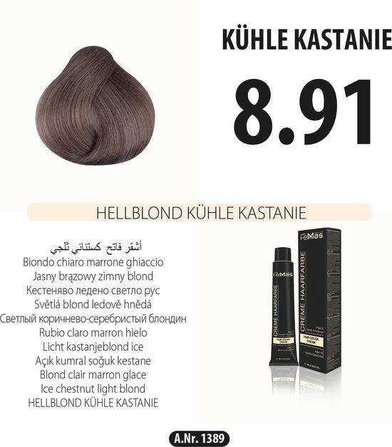 Femmas (8.91) - Haarverf - Lichtblond Koel Kastanje - 100ml