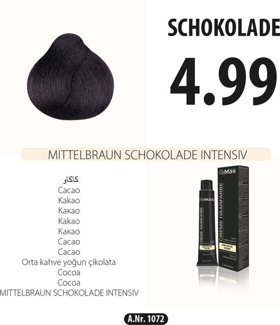 Femmas (4.99) - Haarverf - Intense chocolade middenbruine - 100ml