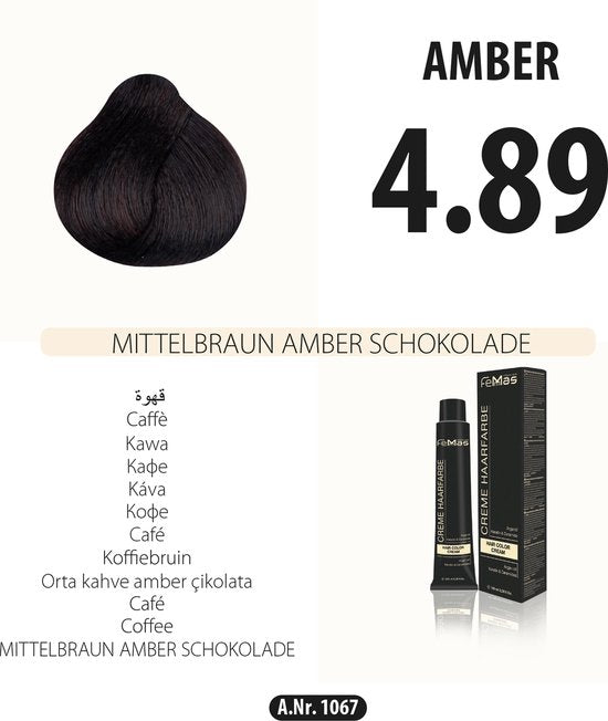 Femmas (4.89) - Haarverf - Chocolade Amber Middenbruin - 100ml