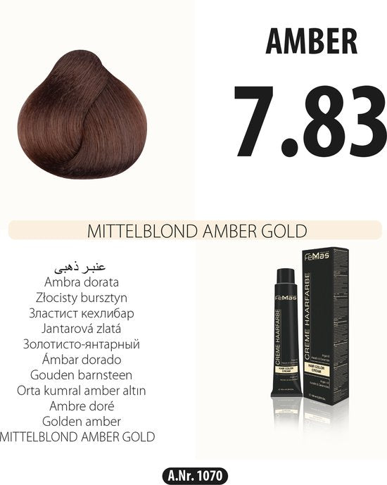 Femmas (7.83) -Haarverf - Middenblond Amber Goud - 100ml