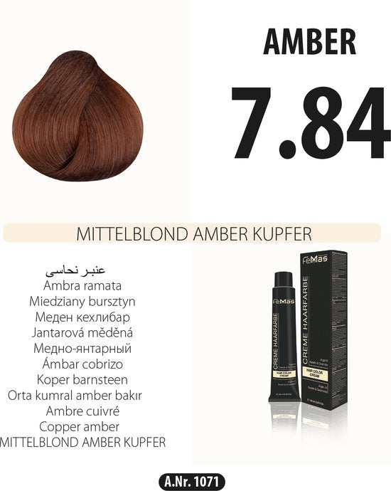 Femmas (7.84) - Haarverf - Middenblond Amber Koper - 100ml
