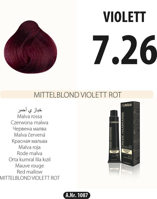 Femmas (7.26) - Haarverf - Middenblond Paars Rood - 100ml