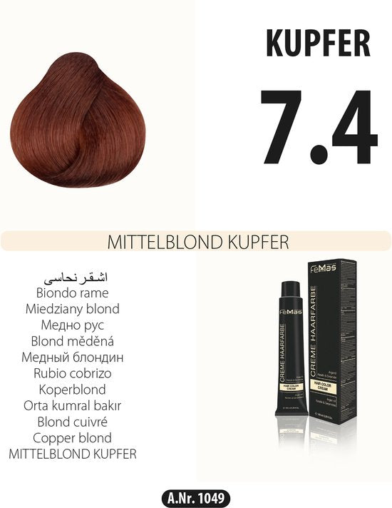 FemMas (7.4) - Haarverf - middenblond koper - 100ml