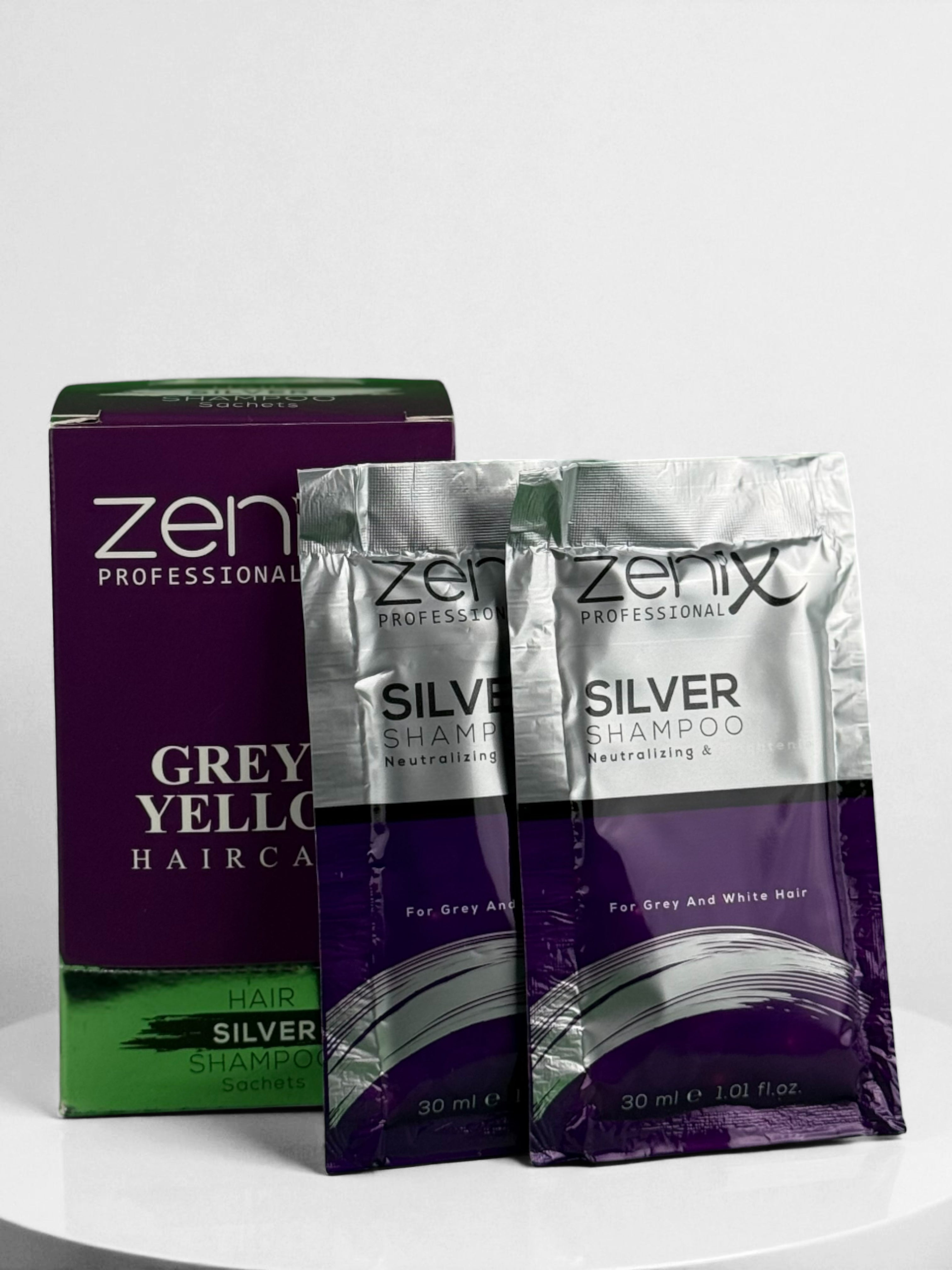 ZENIX Grau & Gelb Haarpflege Silber Shampoo Tütchen