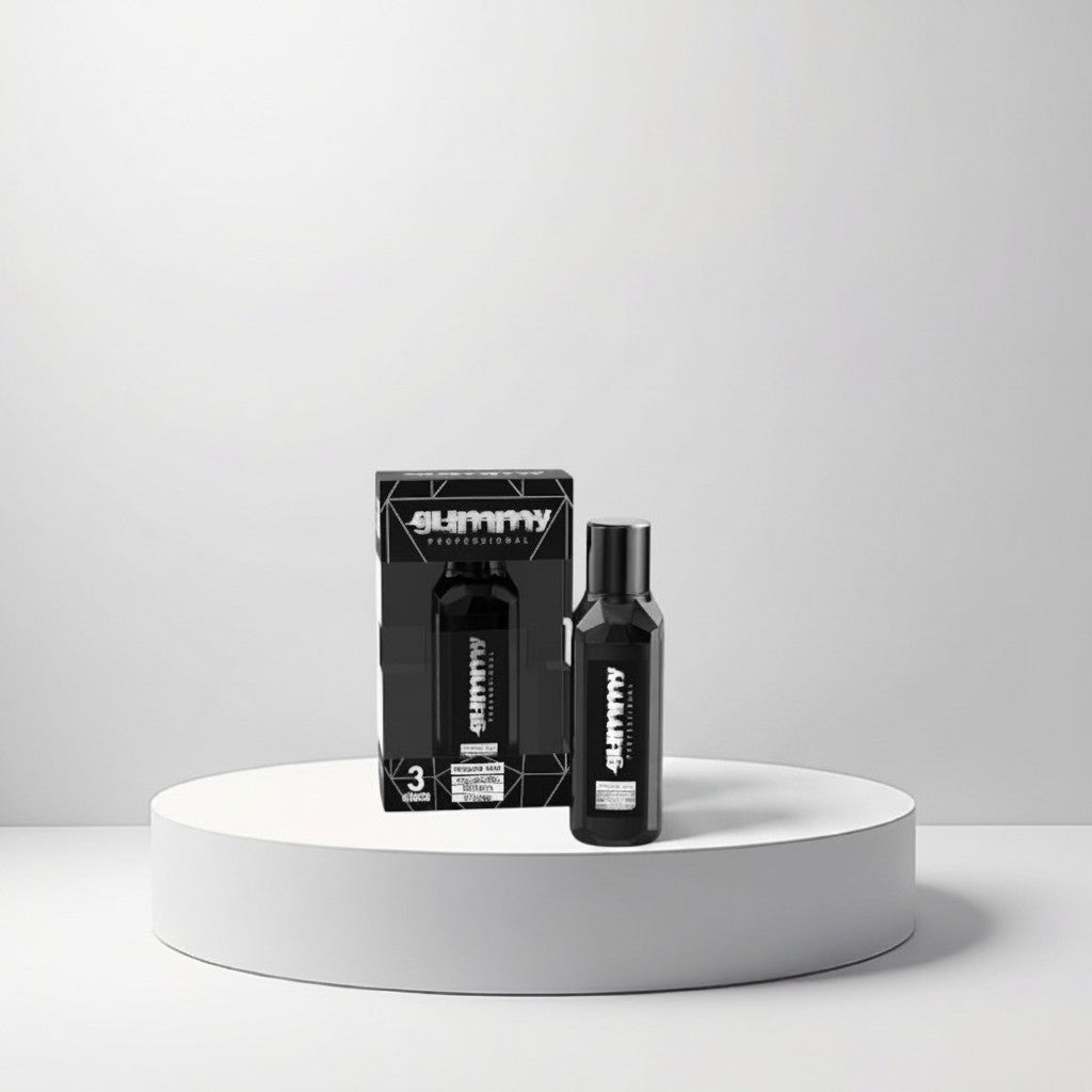 Gummy Professional Powder Wax voor volume, textuur en styling. Zwarte fles met productinformatie.