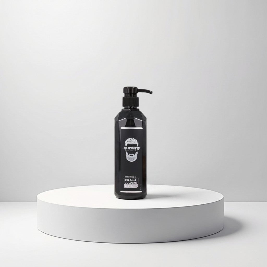 Gummy Professional After Shave Cream & Cologne Black in a black pump bottle, designed for men's post-shave care.