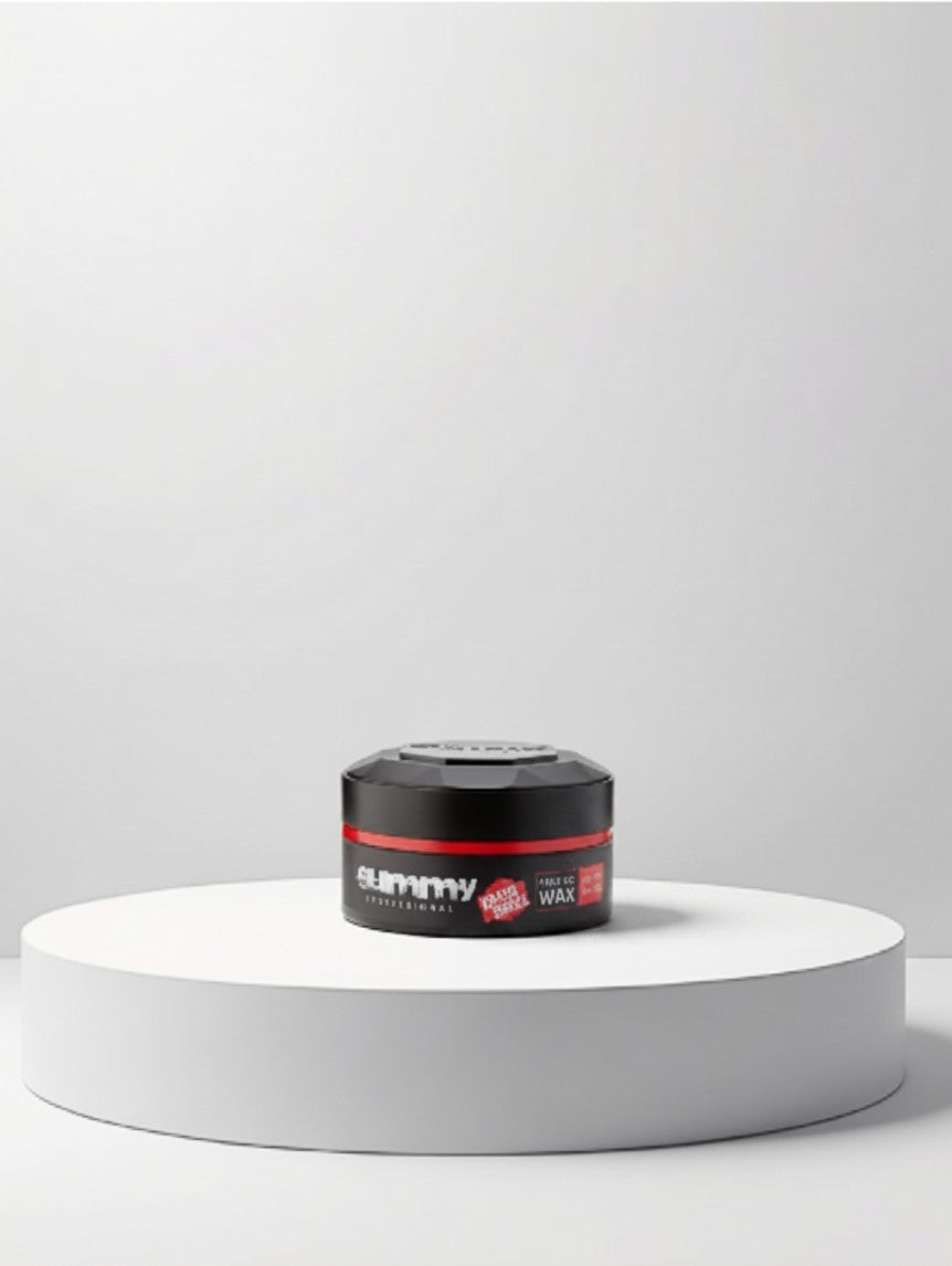 Gummy Professional Styling Wax Ultra Hold met Keratine Complex in zwarte pot met rode accenten, voor sterke fixatie en haarverzorging.