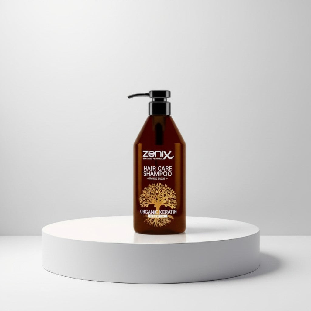 Zenix Professional Haarverzorgende Shampoo met Argan en Keratine in bruine fles met pompdispenser, 750ml.