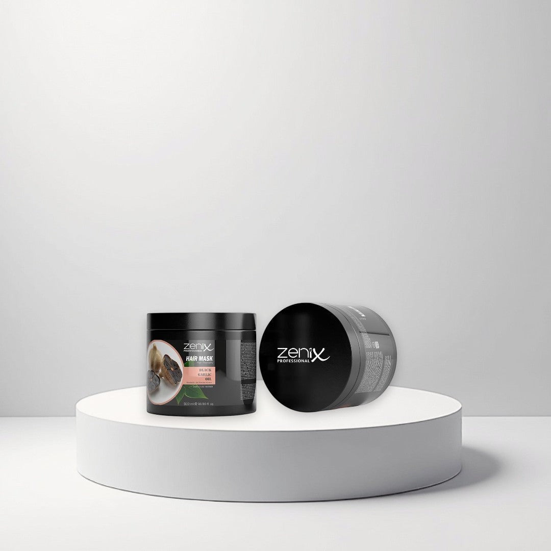 Cosmetigo.be Zenix Professional Hair Mask with Black Garlic Oil for moisture repair and hair therapy. 500ml jar.