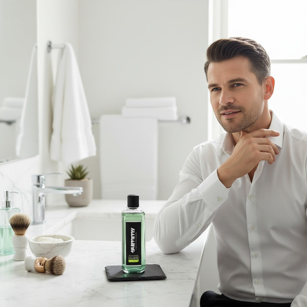 Cosmetigo.be Gummy Professional Eau De Cologne One Mile green bottle with black label, classic men's fragrance.