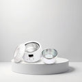 cosmetigo.be white adjustable temperature wax warmer with removable aluminum pot and lid, ideal for salon or home use.