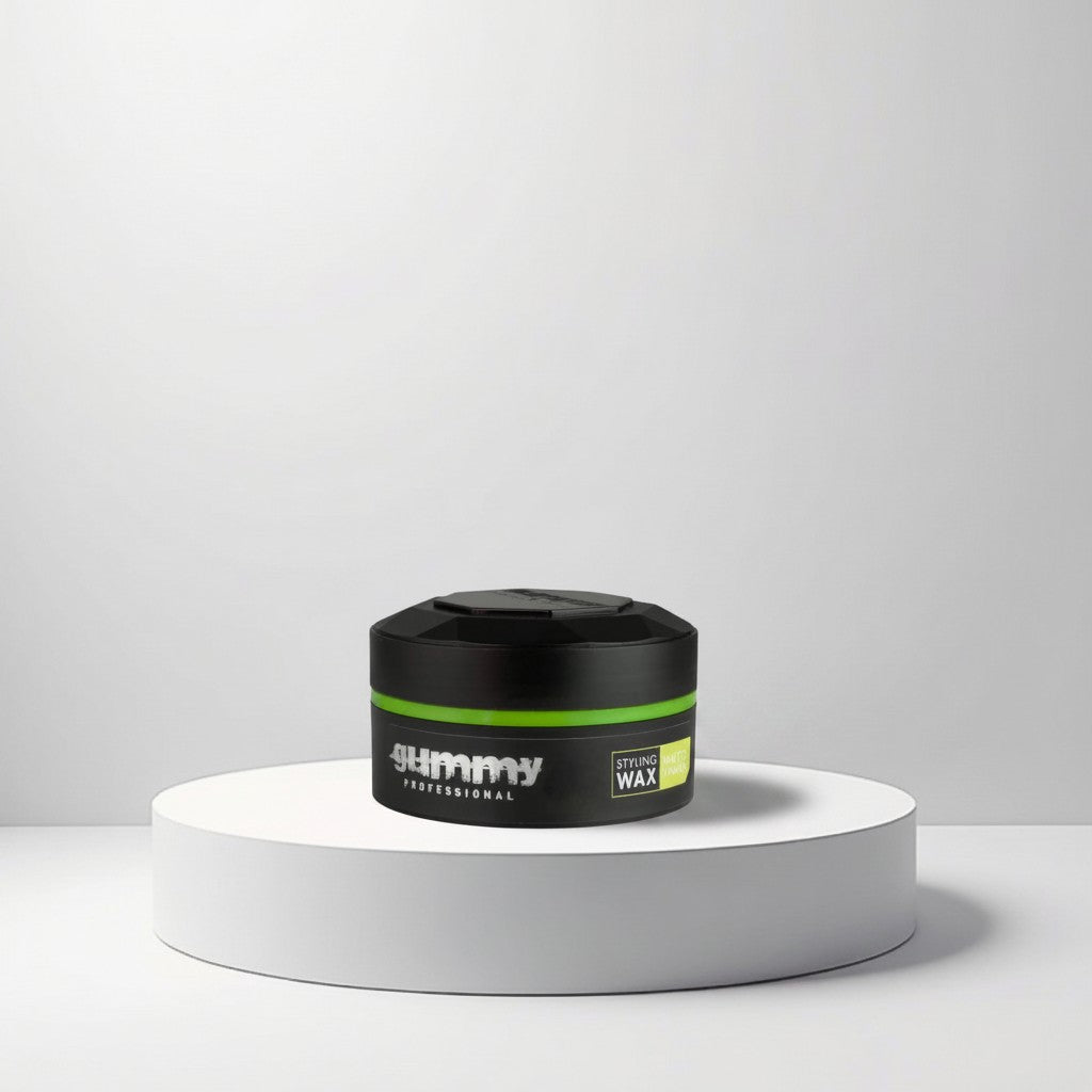 Cosmetigo.be Gummy Professional Styling Wax Matte Finish pot met groene accenten voor mannen.