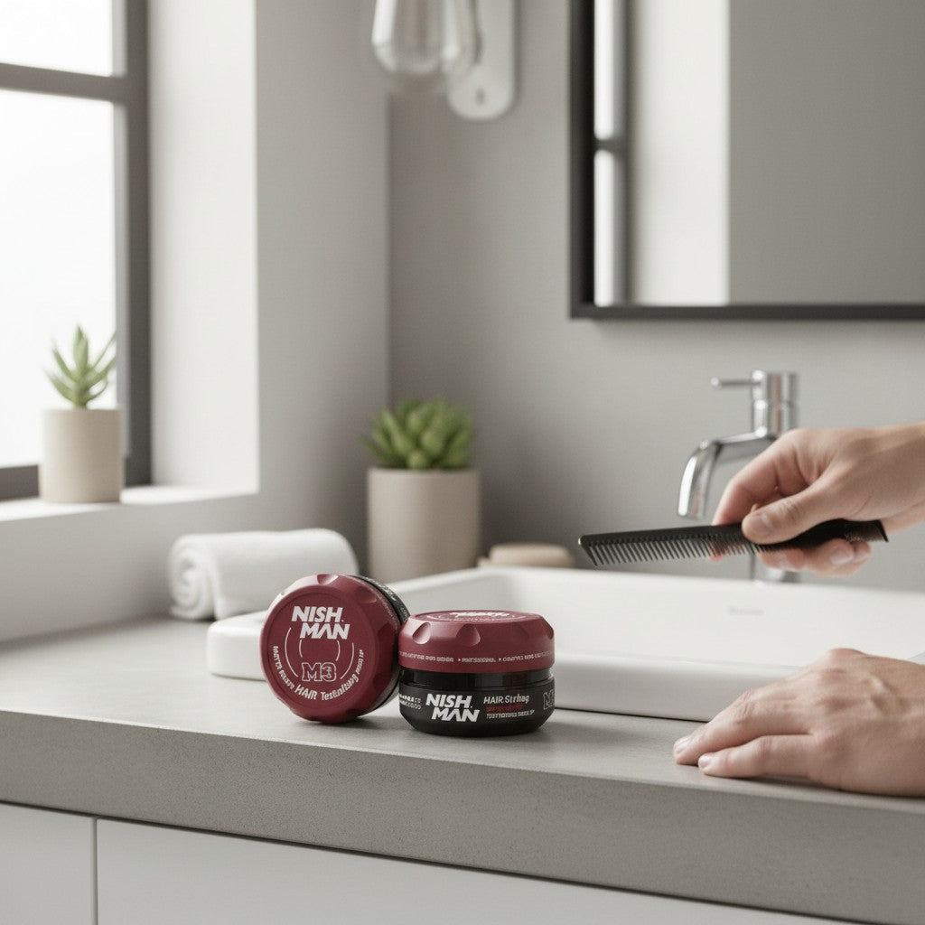 cosmetigo.be Nish Man M3 Matte Paste voor textuur en een messy look, met sterke fixatie en matte finish.