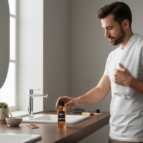 cosmetigo.be Smart210 Barber No. 3 Eau De Cologne amberkleurige fles met zwart etiket, 250ml, voor na het scheren.