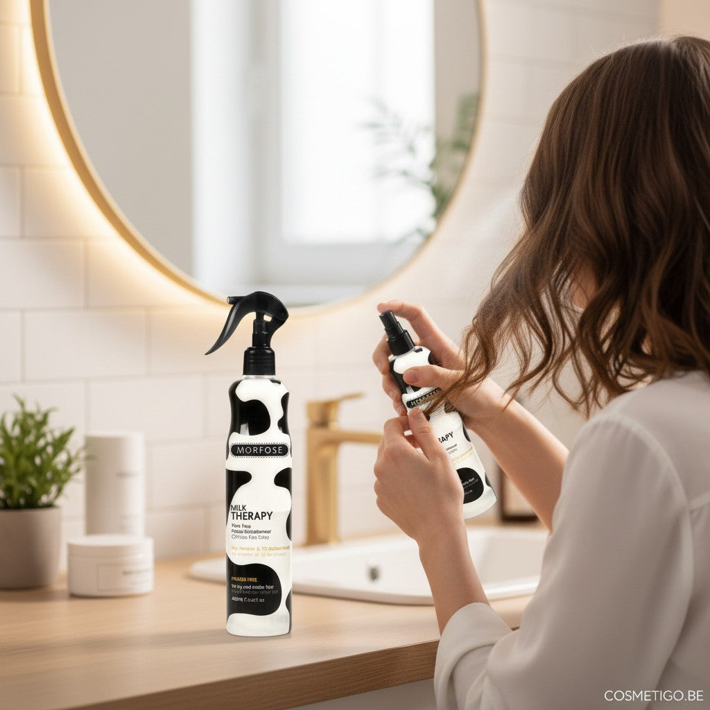 cosmetigo.be Morfose Milk Therapy Milky Two Phase Conditioner met melkproteïne en 12 aminozuren voor droog, breekbaar haar.