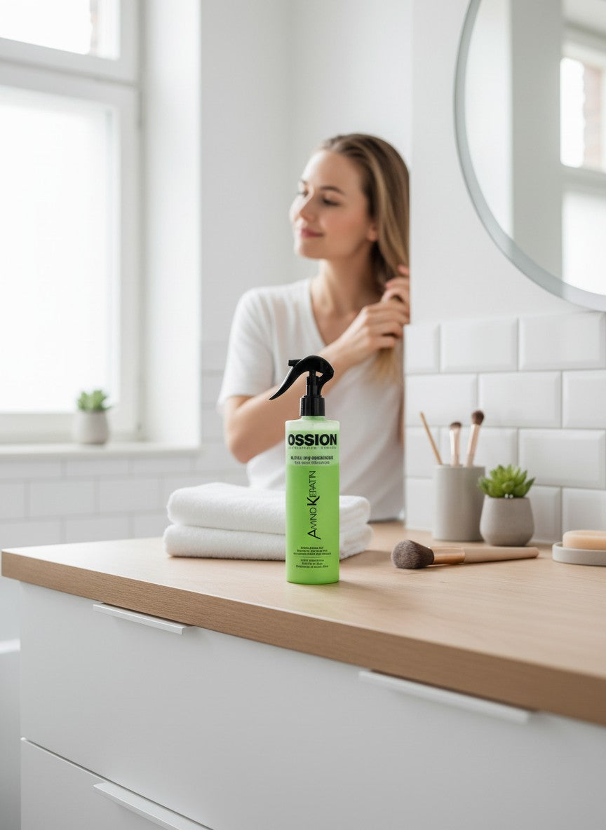 cosmetigo.be Morfose Ossion Twee Fase Amino Keratine Conditioner Spray voor direct glanzend en sterk haar.