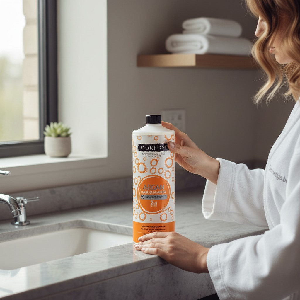 Morfose Argan Haarshampoo 2-in-1 voor gekleurd haar, met arganolie voor voeding en glans. 1000 ml.