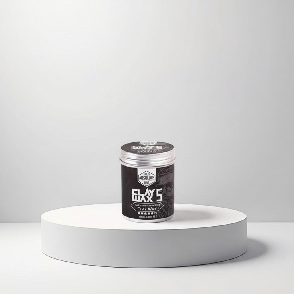 cosmetigo.be Nano Absolute Clay Wax 5, 100ml pot met zwarte label voor mannen haarstyling met matte finish en sterke fixatie.