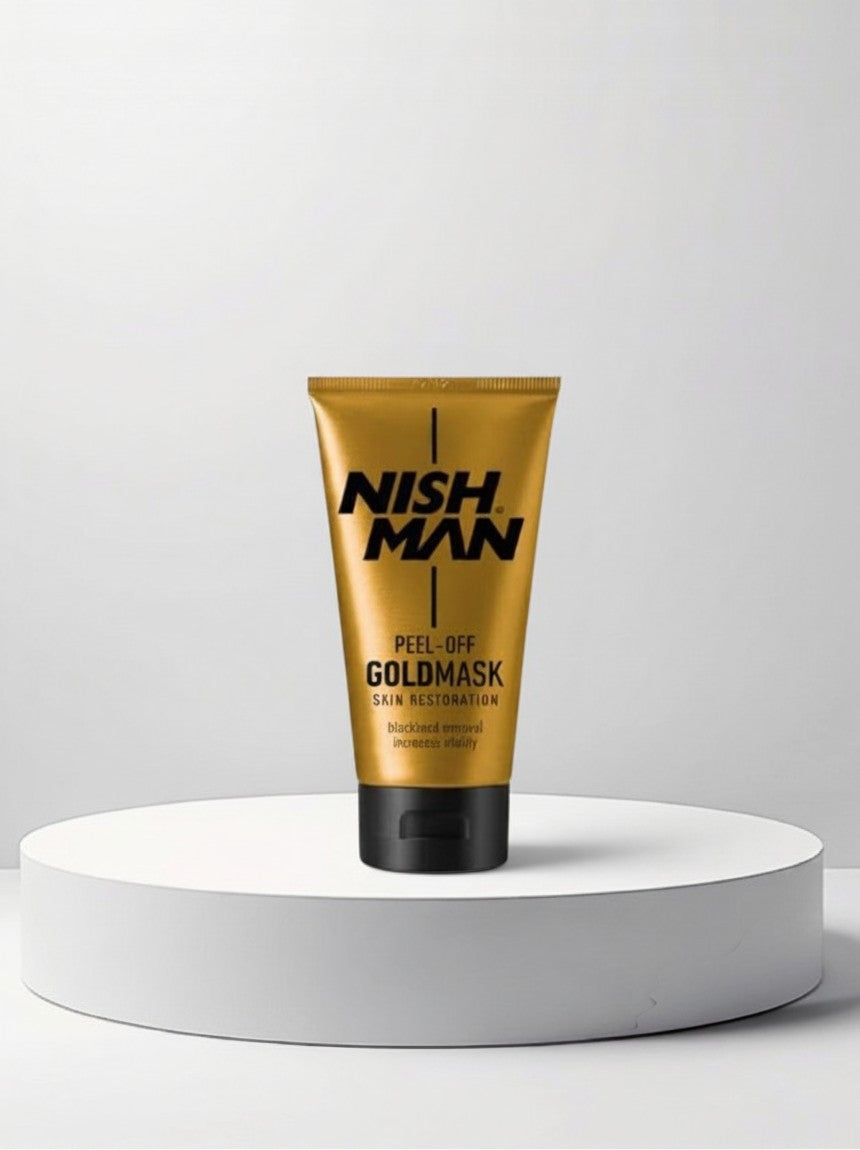 Nish Man Peel-Off Goldmask Skin Restoration 100ml tube, deep cleansing, blackhead removal, for men.