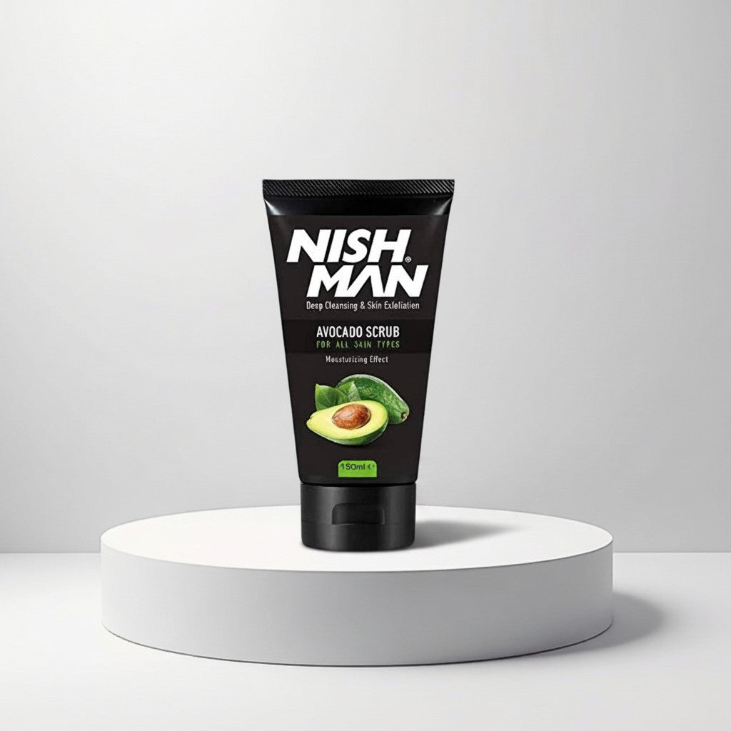 Nishman Avocado Scrub voor mannen, diep reinigende en hydraterende gezichtsscrub met avocado-extract, 150ml.