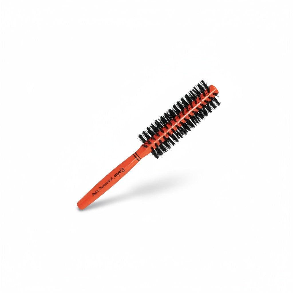 cosmetigo.be Rodeo Professional 3003 ronde borstel in oranje met zwarte borstelharen, ideaal voor volume en styling.